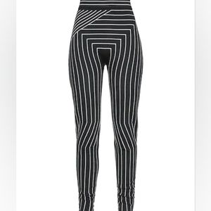 Rick Owens Black and White Striped Leggings
